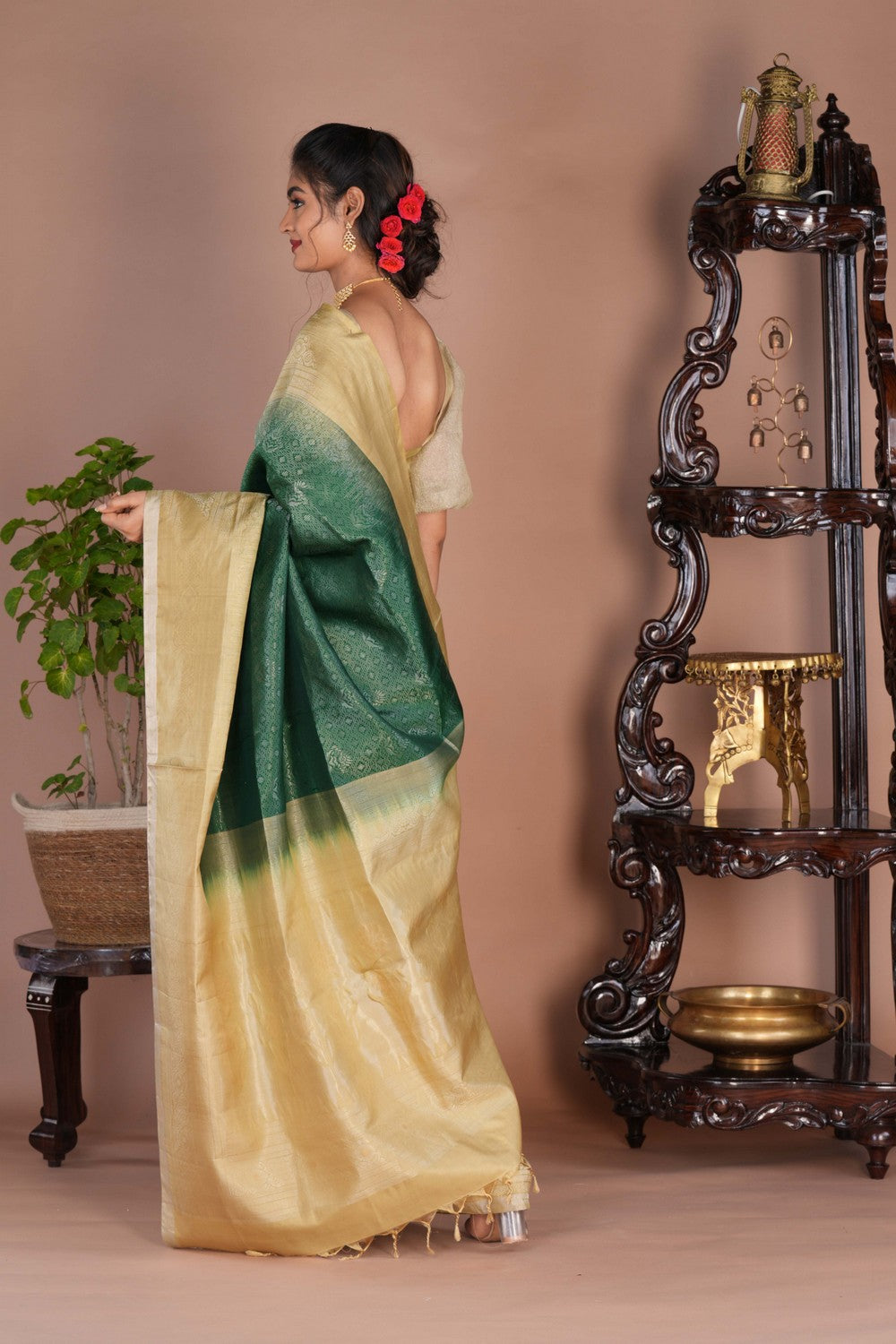 Image of South Tissue Silk Green Saree